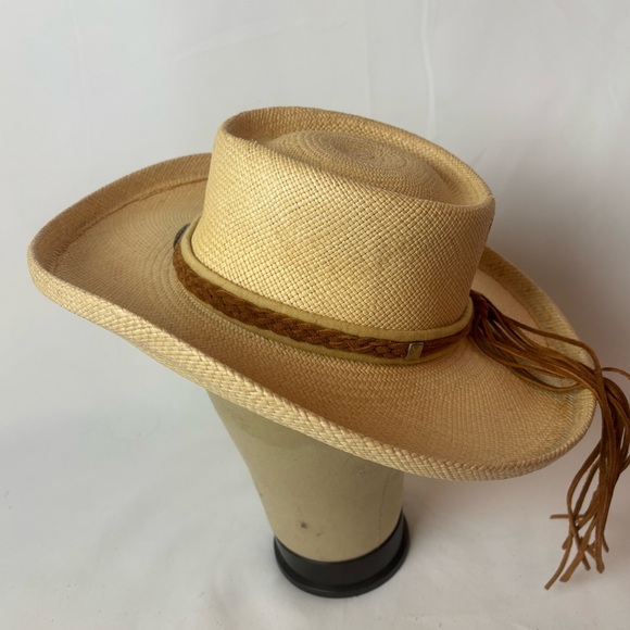 Shady Brady Straw Cowboy Women’s Hat Braided Band W/Conco Sz S Hand Made In USA - Picture 1 of 8